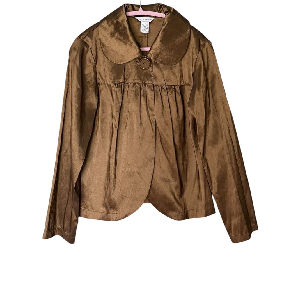 Steve Madden Bronze Metallic Lady Jacket Women’s Large Peter Pan Collar Holiday